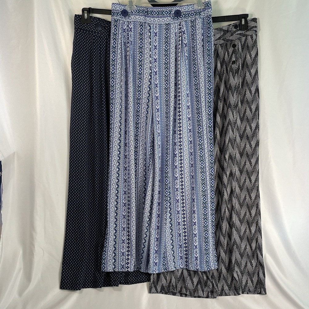 LOT-4 Robert Louis Sabina Lauren NY Collection Pants Medium Geometric Wide Leg